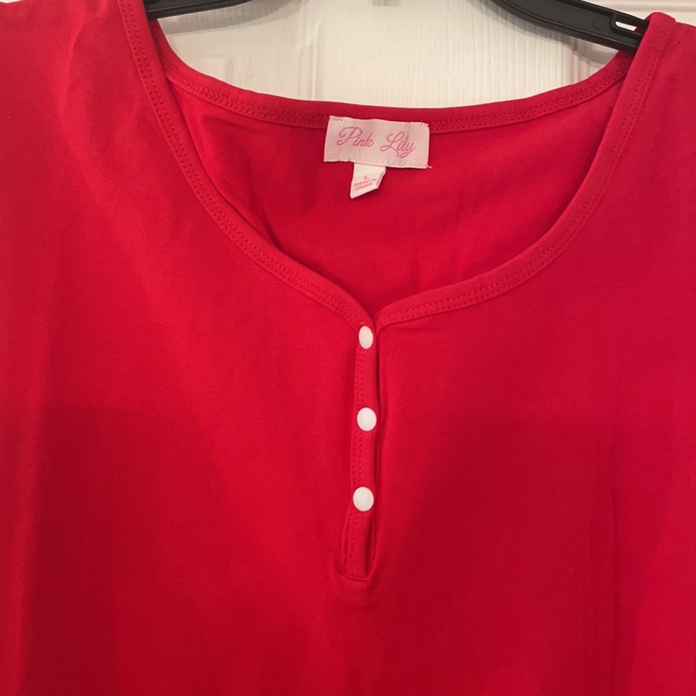 NWT Pink Lily Red Long Sleeve Tee - Picture 8 of 8